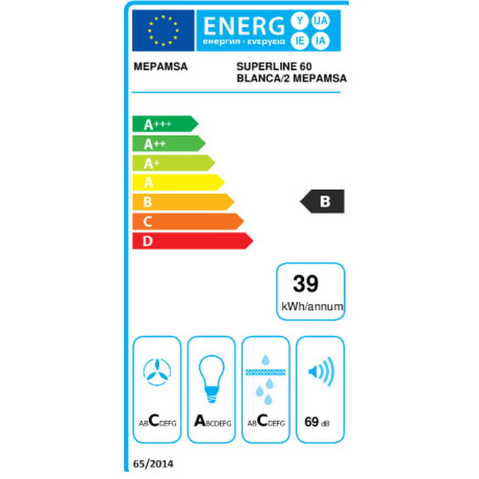 Hotte standard Mepamsa SUPERLINE 60 V2 Blanc