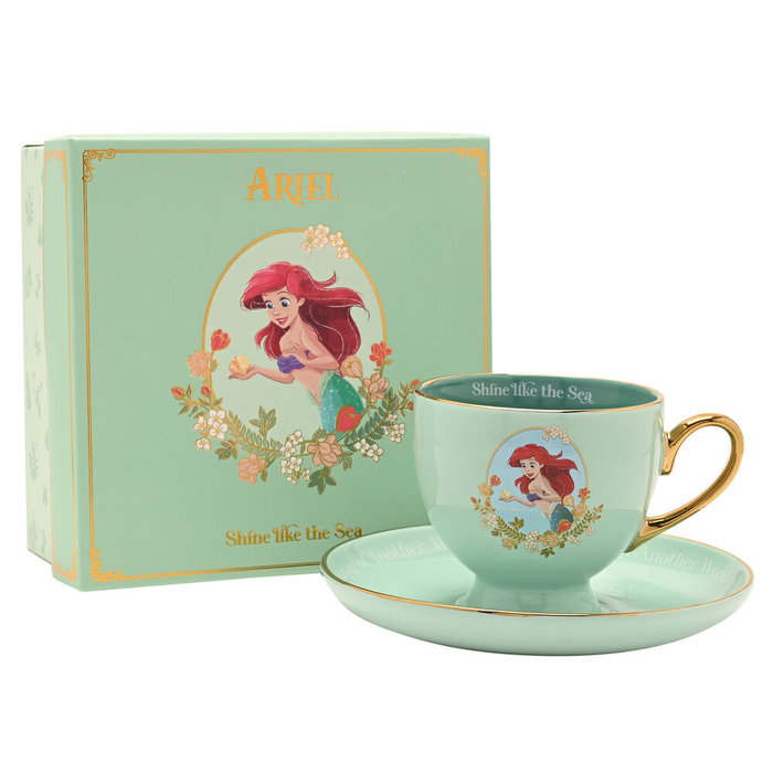 WIDDOP & CO Tasse à thé et soucoupe Ariel Princesas Disney vert menthe WIDDOP & CO Tasse à thé et soucoupe Ariel Princesas Disney vert menthe