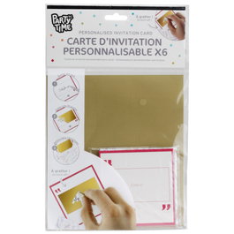 Party Time Set de 6 Cartes d'Invitation à Gratter avec Enveloppes