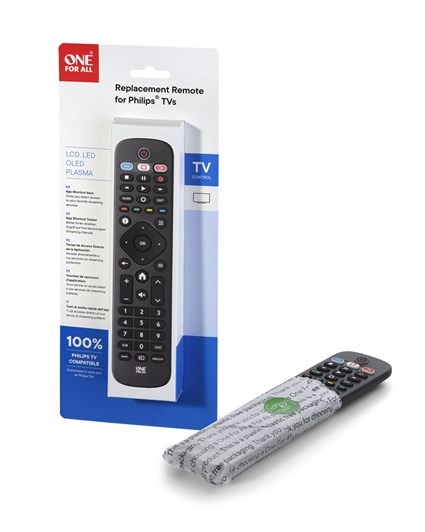 One For All URC4913 Télécommande de Remplacement pour Téléviseur Philips - Compatible Ambilight, Home, 2021, avec Fonction Apprentissage