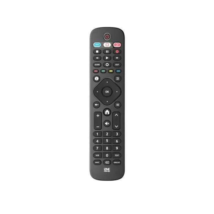 One For All URC4913 - Télécommande universelle pour TV Philips avec touche Netflix, pilotage barre de son, compatible 100%, sans programmation