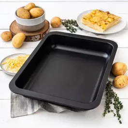Zenker - Lot de 2 plats à four rectangulaires en acier inoxydable antiadhésif - 33 x 25 cm et 24 x 18 cm - Pour gratins, lasagnes, rôtis - Qualité allemande