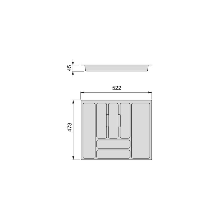 Emuca range-couverts Optima Vertex/Concept, profondeur 500mm, plateau 16mm, module 600mm, Plastique, Gris antracite Emuca range-couverts Optima Vertex/Concept, profondeur 500mm, plateau 16mm, module 600mm, Plastique, Gris antracite