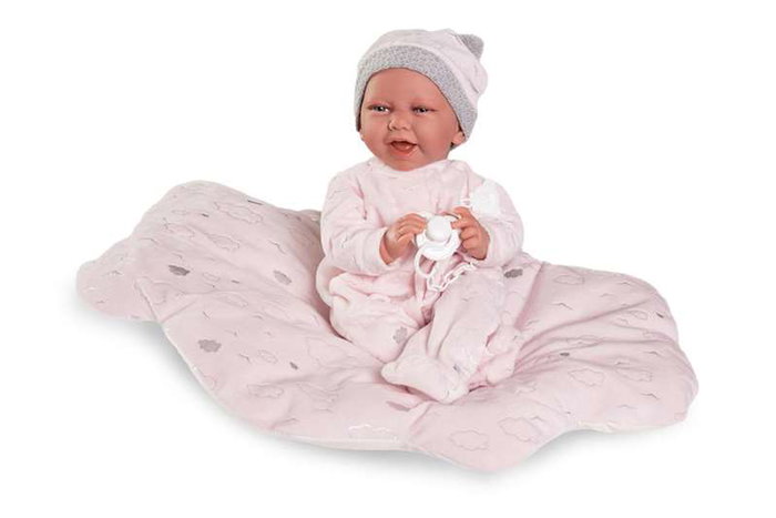 Antonio Juan - Poupée nouveau-née Carla Nubes 40 cm - Corps souple avec bonnet, pyjama et coussin Antonio Juan - Poupée nouveau-née Carla Nubes 40 cm - Corps souple avec bonnet, pyjama et coussin