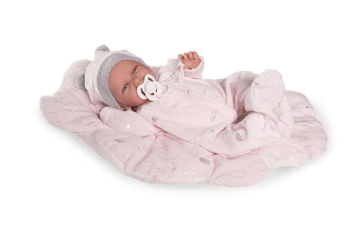 Antonio Juan - Poupée nouveau-née Carla Nubes 40 cm - Corps souple avec bonnet, pyjama et coussin Antonio Juan - Poupée nouveau-née Carla Nubes 40 cm - Corps souple avec bonnet, pyjama et coussin