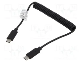 DIGITUS Câble USB 2.0 spiralé USB-C vers USB-C noir