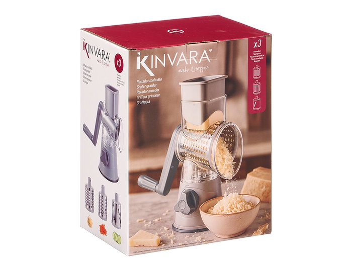 Kinvara Râpe Moulinette 3 Lames de Rechange 18,5 x 23 x 12,5 cm Gris Transparent Plastique Acier (Set de 12)