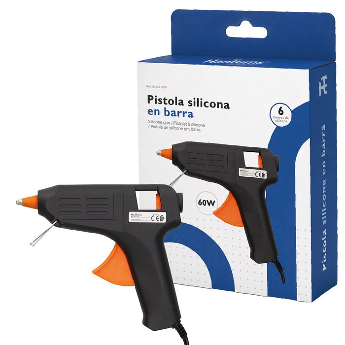 Hantums Pistolet à colle 60W avec 6 bâtons de silicone Ø11mm Hantums Pistolet à colle 60W avec 6 bâtons de silicone Ø11mm