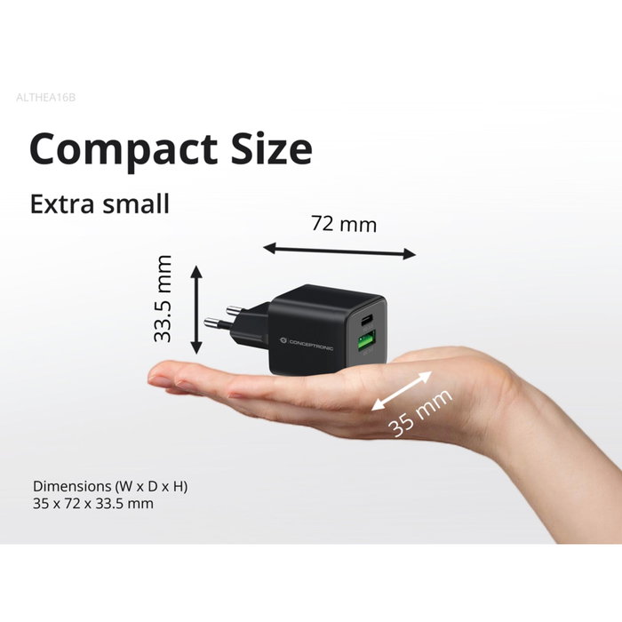 Conceptronic Althea16B Chargeur mural 33W avec câble USB 3.0 3 en 1