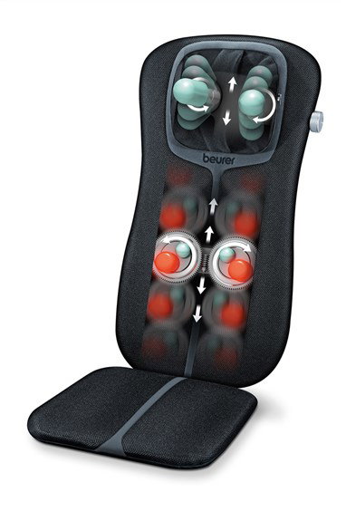 Beurer MG-254 Coussin de massage Shiatsu avec chaleur et lumière, plusieurs têtes rotatives et intensité réglable pour le dos et le cou