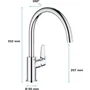 GROHE Mitigeur de Cuisine Monocommande en Métal Chromé Gris Modèle 31554001