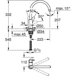 GROHE Mitigeur de Cuisine Monocommande en Métal Chromé Gris Modèle 31554001