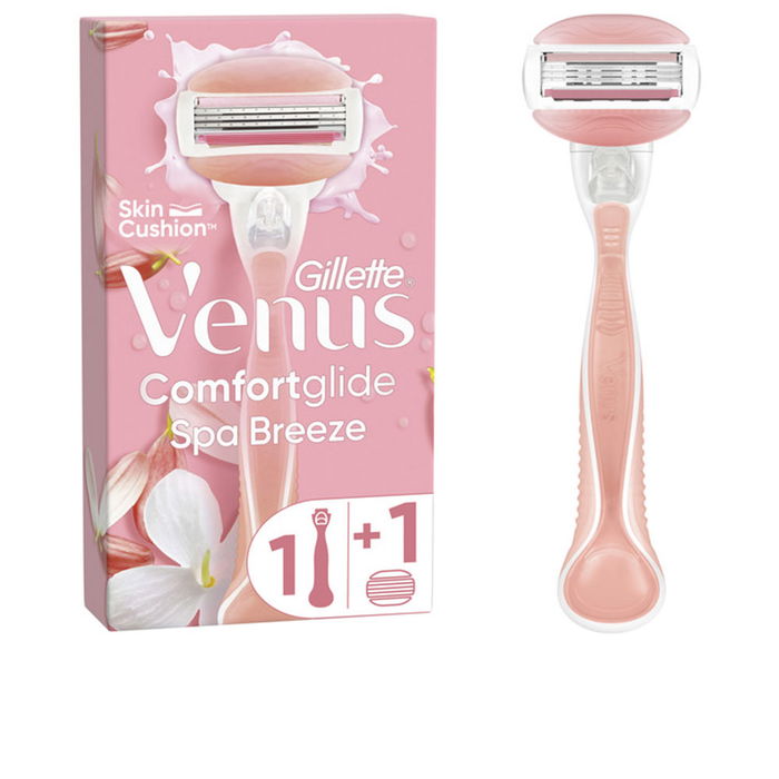 Gillette Venus Comfortglide Spa Breeze - Rasoir pour femme avec barre de gel au thé blanc et 1 recharge - 3 lames de précision pour un rasage soyeux Gillette Venus Comfortglide Spa Breeze - Rasoir pour femme avec barre de gel au thé blanc et 1 recharge - 3 lames de précision pour un rasage soyeux