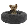 Kerbl Corbeille pour Chien et Chat Fluffy Donut Gris - Rembourrage extra doux, fond antidérapant, lavable - Diam. 60 x 18 cm