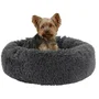 Kerbl Corbeille pour Chien et Chat Fluffy Donut Gris - Rembourrage extra doux, fond antidérapant, lavable - Diam. 60 x 18 cm