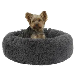 Kerbl Corbeille pour Chien et Chat Fluffy Donut Gris - Rembourrage extra doux, fond antidérapant, lavable - Diam. 60 x 18 cm
