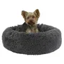 Kerbl Corbeille pour Chien et Chat Fluffy Donut Gris - Rembourrage extra doux, fond antidérapant, lavable - Diam. 60 x 18 cm