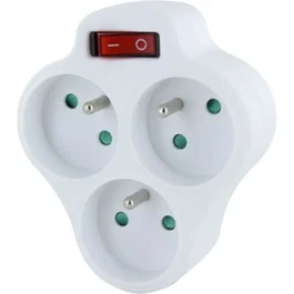 Chacon Domino 3x16A - Triplite encastrable triangulaire avec interrupteur - Blanc