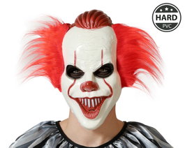 Atosa Masque de Clown aux Cheveux Rouges Ébouriffés et Design Sinistre