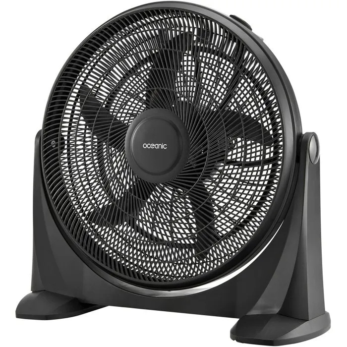 OCEANIC Ventilateur de sol 65 W 54 cm 3 vitesses Inclinable 360° Noir
