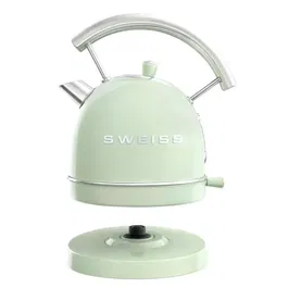 Sweiss Bouilloire électrique KTL7 1,8 L 2200 W - Acier inoxydable, socle 360°, arrêt automatique, indicateur de niveau d'eau - Vert vintage