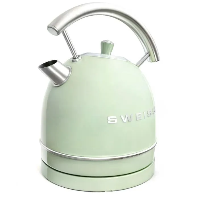 Sweiss Bouilloire électrique KTL7 1,8 L 2200 W - Acier inoxydable, socle 360°, arrêt automatique, indicateur de niveau d'eau - Vert vintage Sweiss Bouilloire électrique KTL7 1,8 L 2200 W - Acier inoxydable, socle 360°, arrêt automatique, indicateur de niveau d'eau - Vert vintage