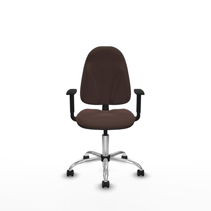 PIQUERAS Y CRESPO Chaise de bureau Algarra, similicuir marron foncé, accoudoirs 1D, roulettes parquet