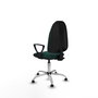 PIQUERAS Y CRESPO Chaise de bureau Algarra, similicuir vert bouteille, base chromée, accoudoirs fixes
