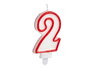 Arte Regal Bougie Anniversaire Numéro 2 Blanc Bord Rouge Cire 4x8x1 cm (Set de 72)