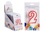 Arte Regal Bougie Anniversaire Numéro 2 Blanc Bord Rouge Cire 4x8x1 cm (Set de 72)