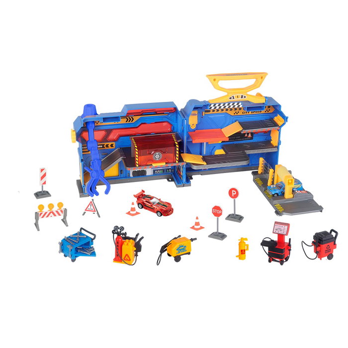 Tachan Garage et Maletin de Course avec Lumières et Sons - Multilingue (Anglais, Français, Allemand, Italien, Portugais, Espagnol) - Jouet Enfant à Partir de 3 Ans