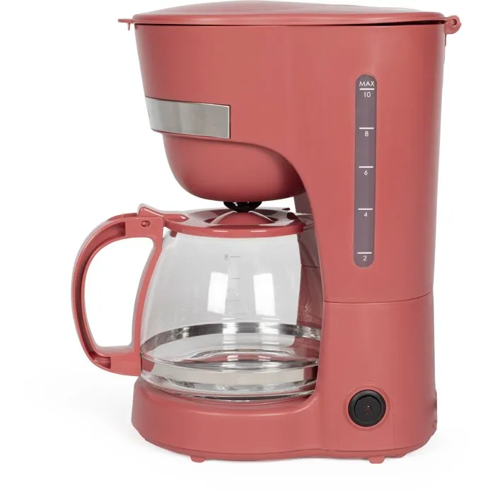 Livoo DOD200RC Cafetière Électrique 1,25 L (10-12 Tasses) 750 W Rouge Chili - Porte-Filtre Amovible et Système Anti-Gouttes