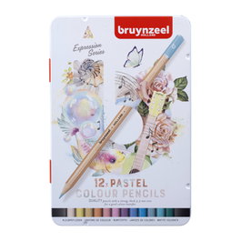 Bruynzeel Étui métallique de crayons de couleur Expression tons pastel, 12 articles