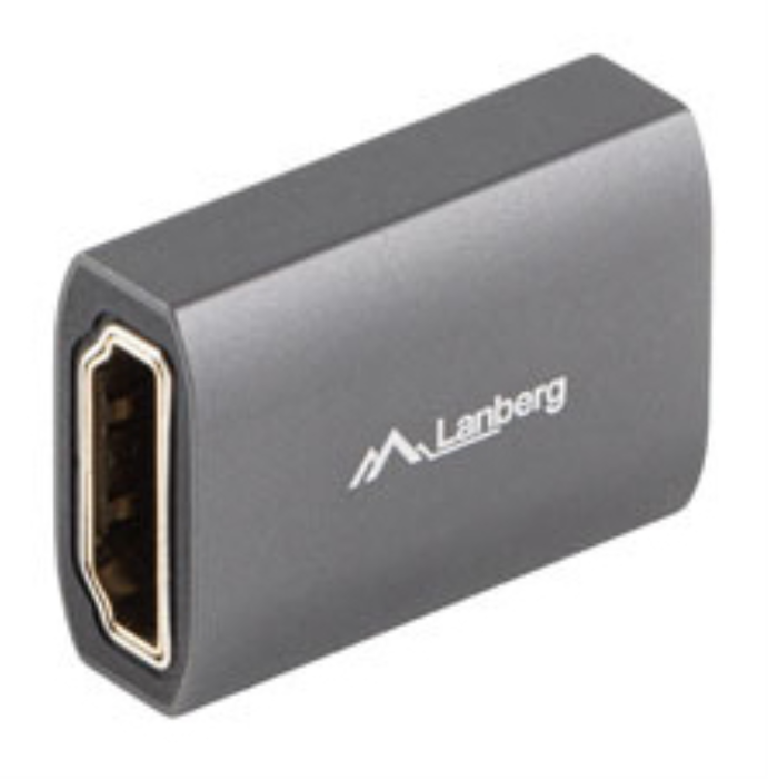 Lanberg Adaptateur HDMI 2.1 8K Femelle vers Femelle avec Connecteurs Dorés – Aluminium Argenté