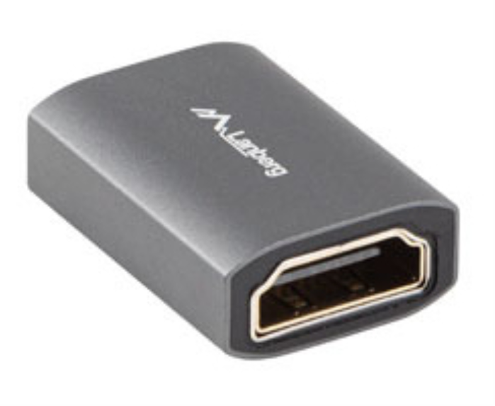 Lanberg Adaptateur HDMI 2.1 8K Femelle vers Femelle avec Connecteurs Dorés – Aluminium Argenté