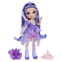 Rainbow High Rainbow Shimmers Puppe de Mode avec Slime - Violette (Violet), 27 cm, Inclut 4 Personnages Collectionnables Bella, Skyler, Violet, Iris, pour Enfants dès 4 Ans