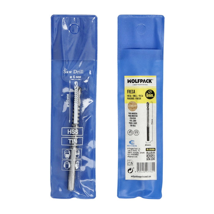 WOLFPACK LINEA PROFESIONAL Fresa rotativa para madera espigada Ø 6 x 90 mm WOLFPACK LINEA PROFESIONAL Fresa rotativa para madera espigada Ø 6 x 90 mm