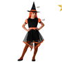 Déguisement Enfant Sorcière Orange avec Robe Courte et Jupe Asymétrique 10-12 Ans - Costume Fille Halloween