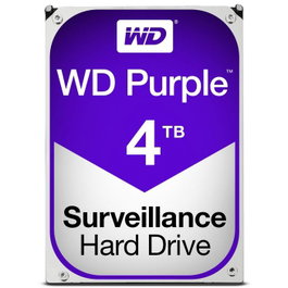Western Digital WD Purple - Disque dur interne pour vidéosurveillance - 4 To - 3.5" - SATA 6Gb/s - 5400 RPM - 64 Mo - Technologie AllFrame 4K - Jusqu'à 64 caméras