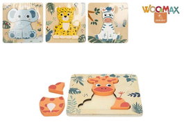 Color Baby - Puzzle 3D en bois animal de la jungle 15x15 cm - Modèles assortis