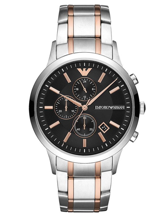 Armani AR11165 avec cadran noir et bracelet argenté Armani AR11165 avec cadran noir et bracelet argenté