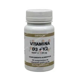 ORTOCEL NUTRI-THERAPY Vitamina D3+K2 90 Comprimés - Complément Alimentaire Vitamines D3 et K2 pour Os, Muscles et Immunité - Libération Prolongée