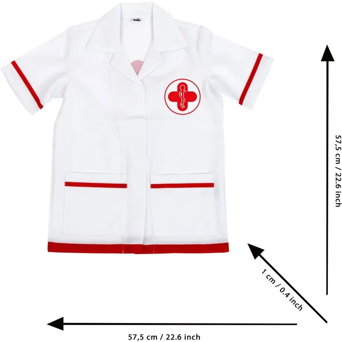 Klein Blouse de Docteur pour Enfant 3-6 Ans en Tissu avec Motifs Imprimés d'Instruments Médicaux - Déguisement Professionnel