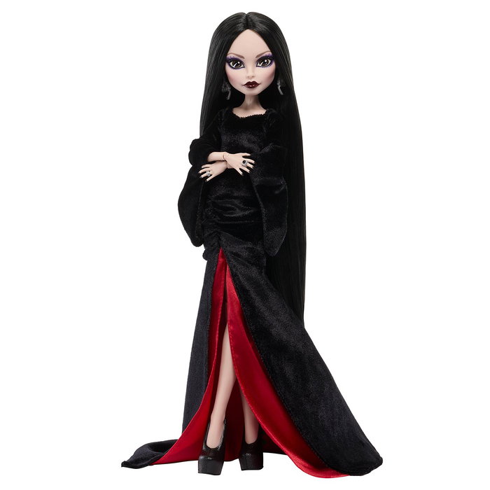 Monster High Poupée Morticia Addams - Collection Wednesday - Tenue en Velours Noir et Rouge - Référence Jlk99 Mattel