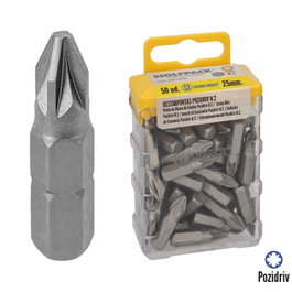 WOLFPACK LINEA PROFESIONAL Jeu de 50 embouts Pozidriv N.2 S2