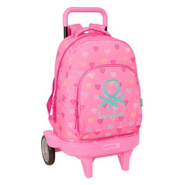 Cartable à roulettes Benetton Heart Rose 33 x 45 x 22 cm