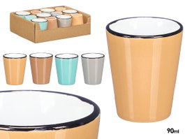 Vessia Verre en céramique 90 ml bord noir coloris clairs assortis 5 x 7 x 5 cm (Set de 48)