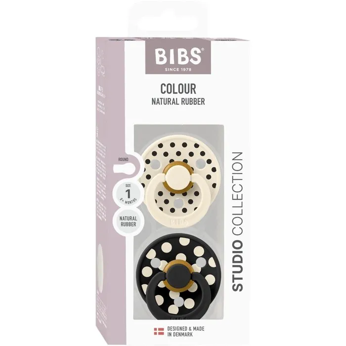 Bibs Sucette BIBS Studio Colour Ronde T1 Ivory Black - Pack de 2 Bibs Sucette BIBS Studio Colour Ronde T1 Ivory Black - Pack de 2