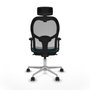 Piqueras y Crespo Chaise de Bureau avec Appui-tête 2D086N2 Gris Vert pétrole