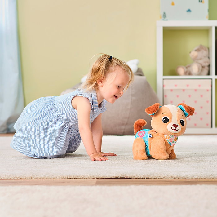 VTech Peluche interactive Chiot Pasitos 80-579322 - Chiot éducatif qui marche, avec phrases, musiques et sons - Pour enfant de 9 mois et plus VTech Peluche interactive Chiot Pasitos 80-579322 - Chiot éducatif qui marche, avec phrases, musiques et sons - Pour enfant de 9 mois et plus